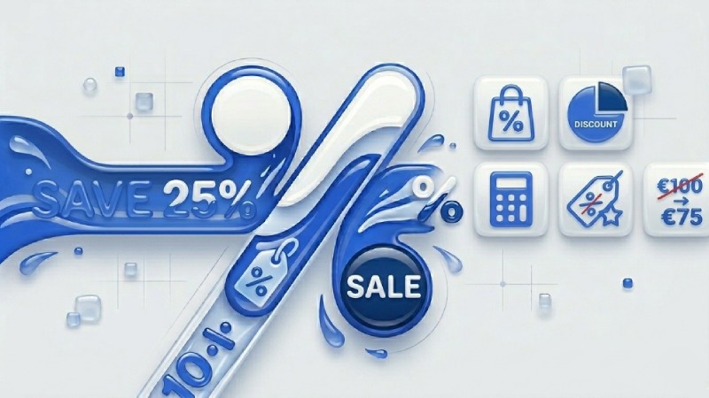 Étiquette de soldes rouge montrant comment calculer une remise